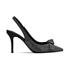 2019 High Heel Stiletto Women's Pumps Black Leather Crystal x19-c147c Ladies Women custom Dress Shoes Heels For Lady